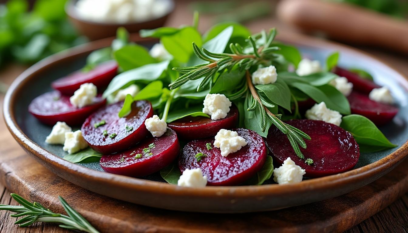 scopri la ricetta delle barbabietole al forno con formaggio di capra: un'insalata tiepida gustosa e salutare, perfetta per un pasto leggero e saporito.