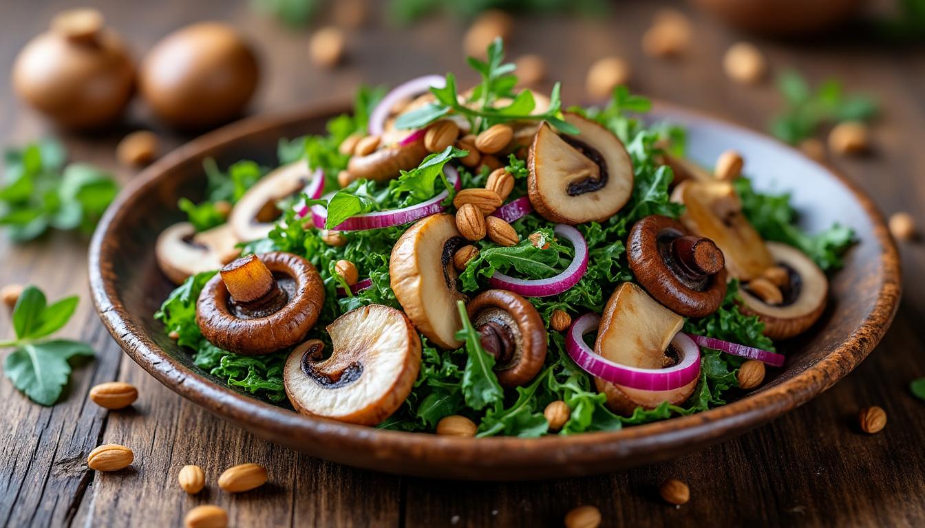 scopri la freschezza autunnale con la nostra insalata di funghi crudi e cotti, un antipasto leggero e gustoso perfetto per i mesi di novembre.