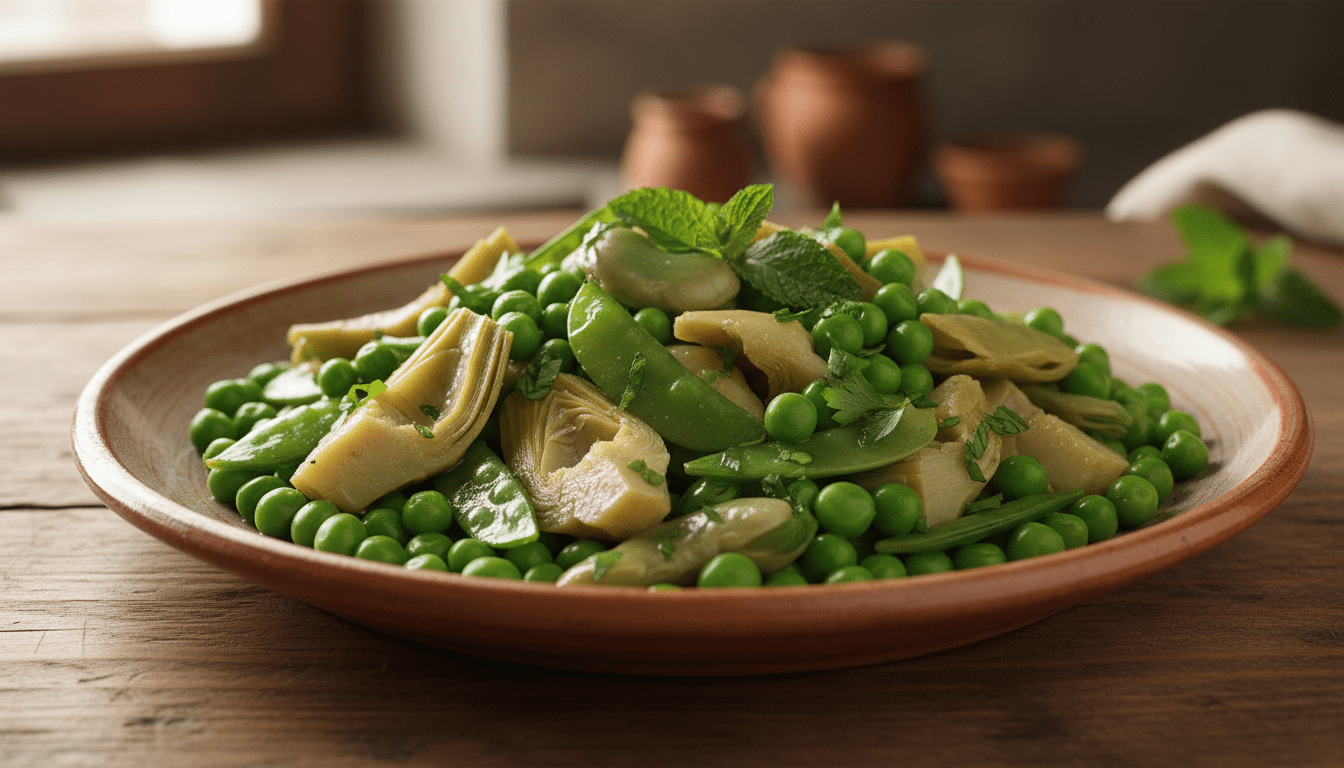 scopri la ricetta originale della vignarola romana, un delizioso piatto primaverile con fave, piselli e carciofi freschi, perfetto per celebrare i sapori della stagione.