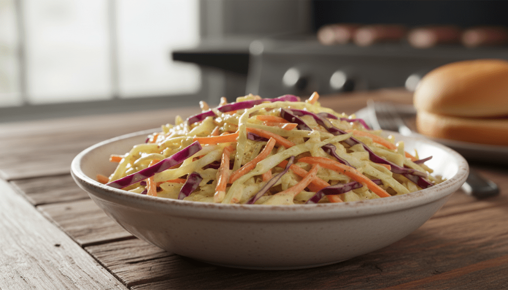 scopri la ricetta autentica del coleslaw, l'insalata di cavolo cappuccio americana ideale per accompagnare i tuoi burger con un tocco fresco e croccante.